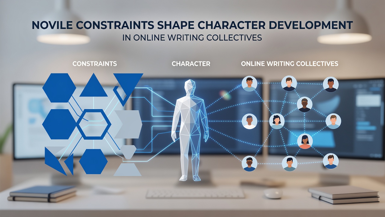 Writers reviewing character notes during a virtual collective session focused on novile pacing